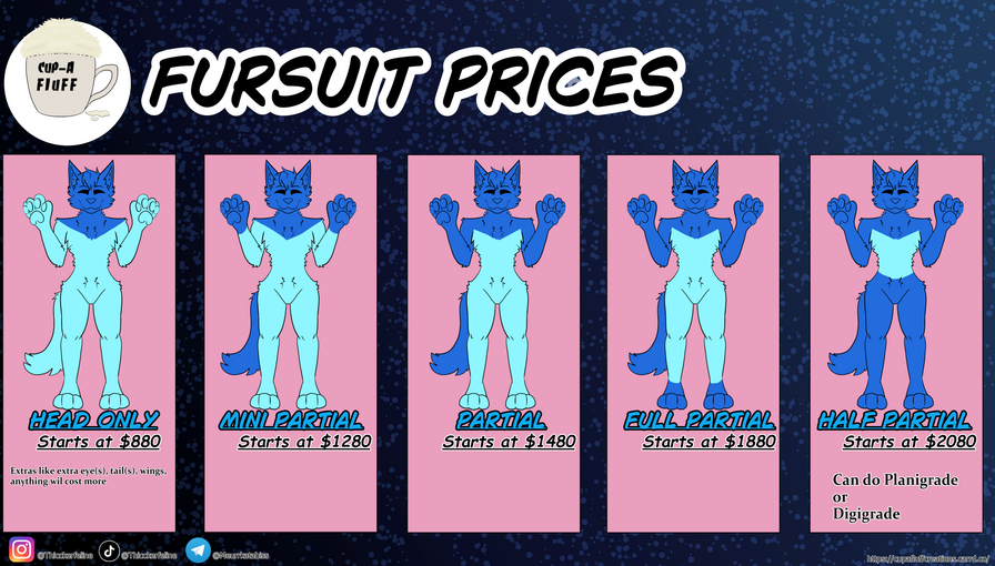 We also do plushy props and other fursuit specific parts! Just ask!