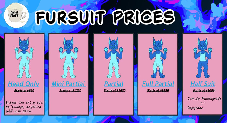 We also do plushy props and other fursuit specific parts! Just ask!